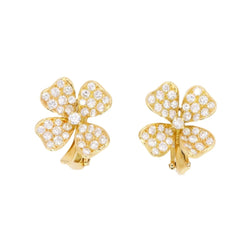 Boucles d'oreilles Fred Trèfles en or jaune et diamants - Castafiore