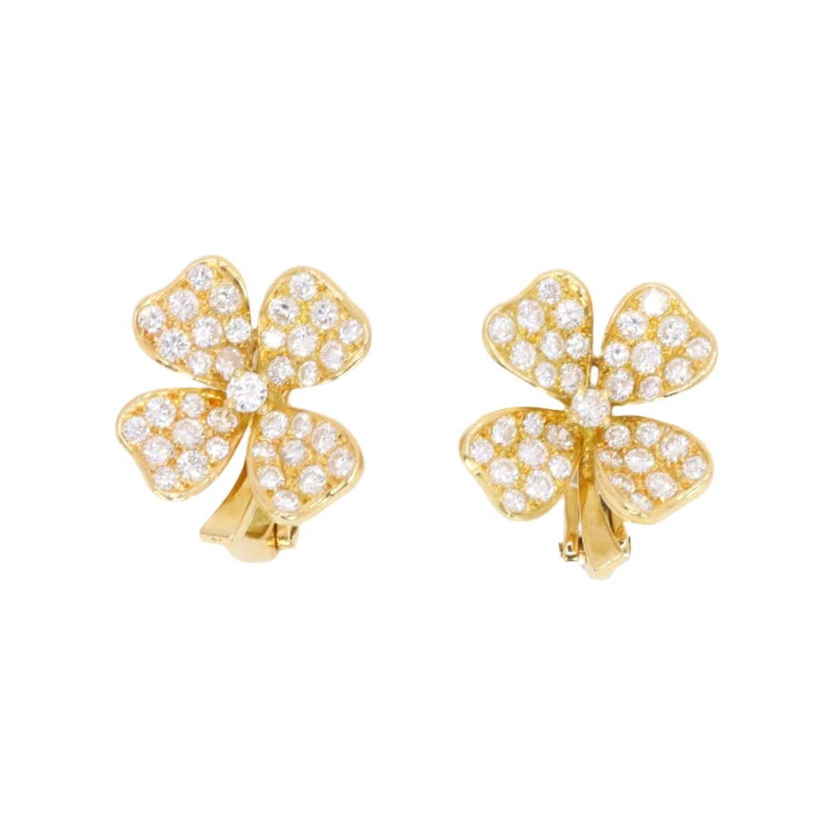 Boucles d'oreilles Fred Trèfles en or jaune et diamants - Castafiore