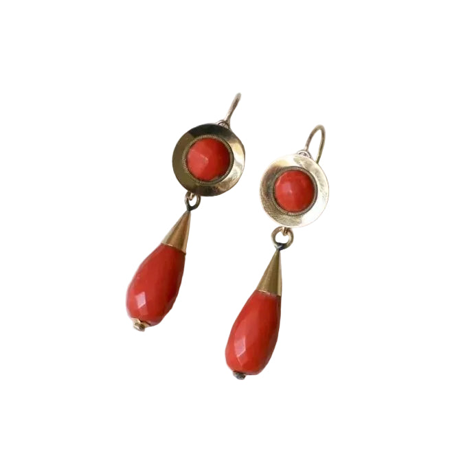 Boucles d'Oreilles Gouttes Corail - Castafiore