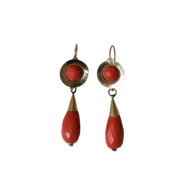 Boucles d'Oreilles Gouttes Corail - Castafiore