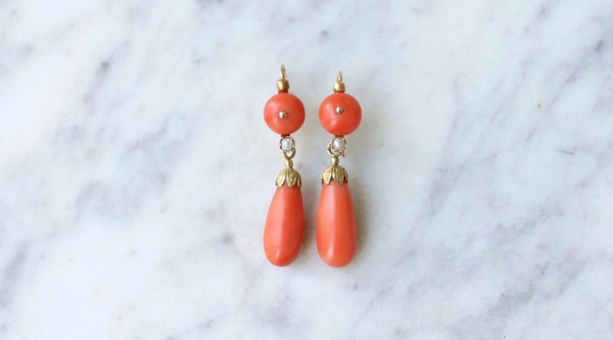 Boucles d'Oreilles Gouttes Corail - Castafiore