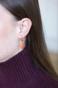 Boucles d'Oreilles Gouttes Corail - Castafiore