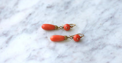 Boucles d'Oreilles Gouttes Corail - Castafiore