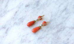 Boucles d'Oreilles Gouttes Corail - Castafiore
