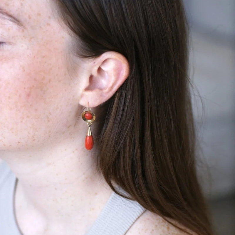 Boucles d'Oreilles Gouttes Corail - Castafiore