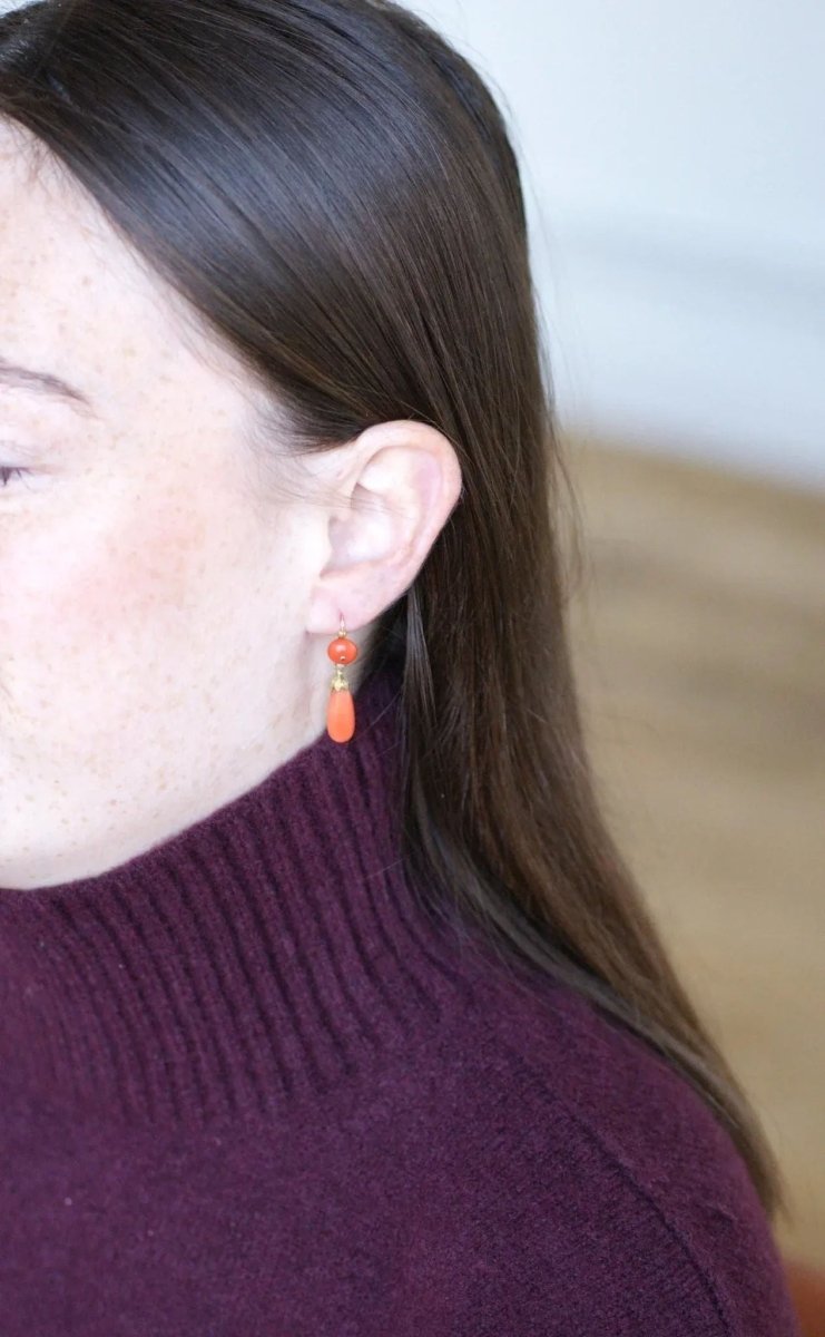 Boucles d'Oreilles Gouttes Corail - Castafiore