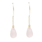 Boucles d’Oreilles Gouttes Quartz Rose Or Jaune 18 carats - Castafiore