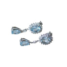 Boucles d'oreilles Gouttes Topaze Bleue et Diamant sur Or Blanc - Castafiore