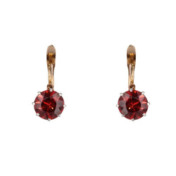 Boucles d'oreilles GRENATS Dormeuses en or rose et platine - Castafiore