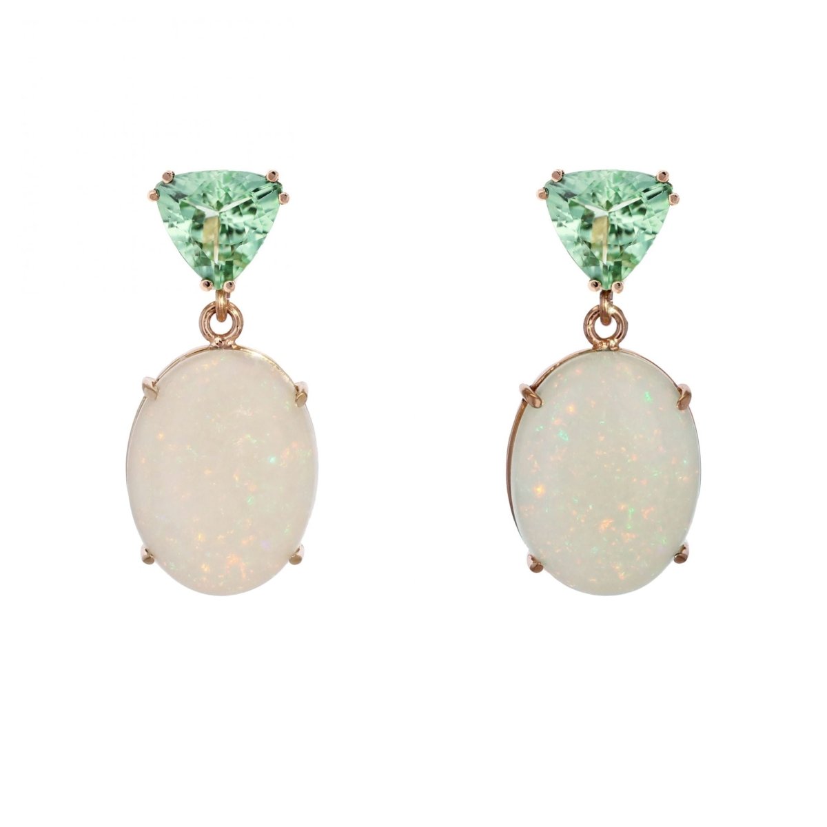 Boucles d'oreilles grenats mint et opales australiennes - Castafiore