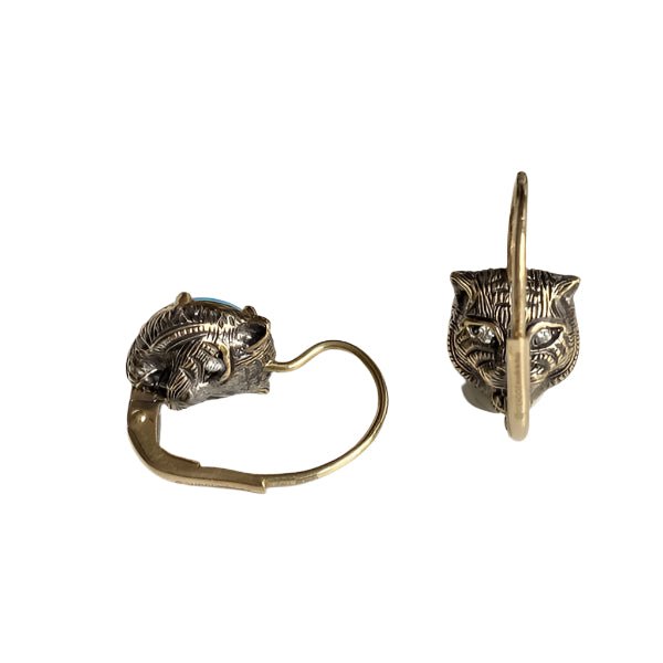 Boucles d’oreilles GUCCI « Le Marché des merveilles » en or jaune, turquoise et diamants - Castafiore