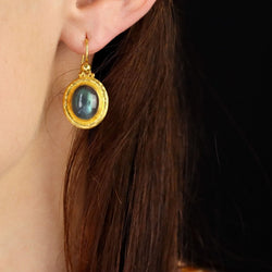 Boucles d'oreilles GURHAN en or jaune et labradorite - Castafiore
