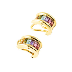 Boucles d'oreilles H. STERN "Rainbow" en or jaune, améthystes, citrines, péridots, topazes bleues et diamants - Castafiore
