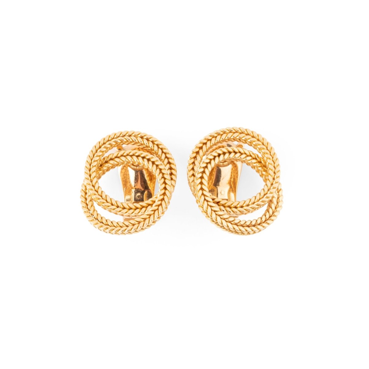 Boucles d'oreilles HERMÈS en or jaune, poinçon Georges Lenfant - Castafiore