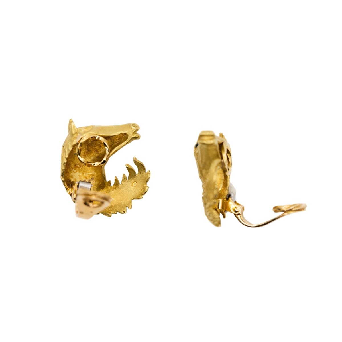 Boucles d'oreilles HERMÈS Vintage Cheval en or jaune - Castafiore