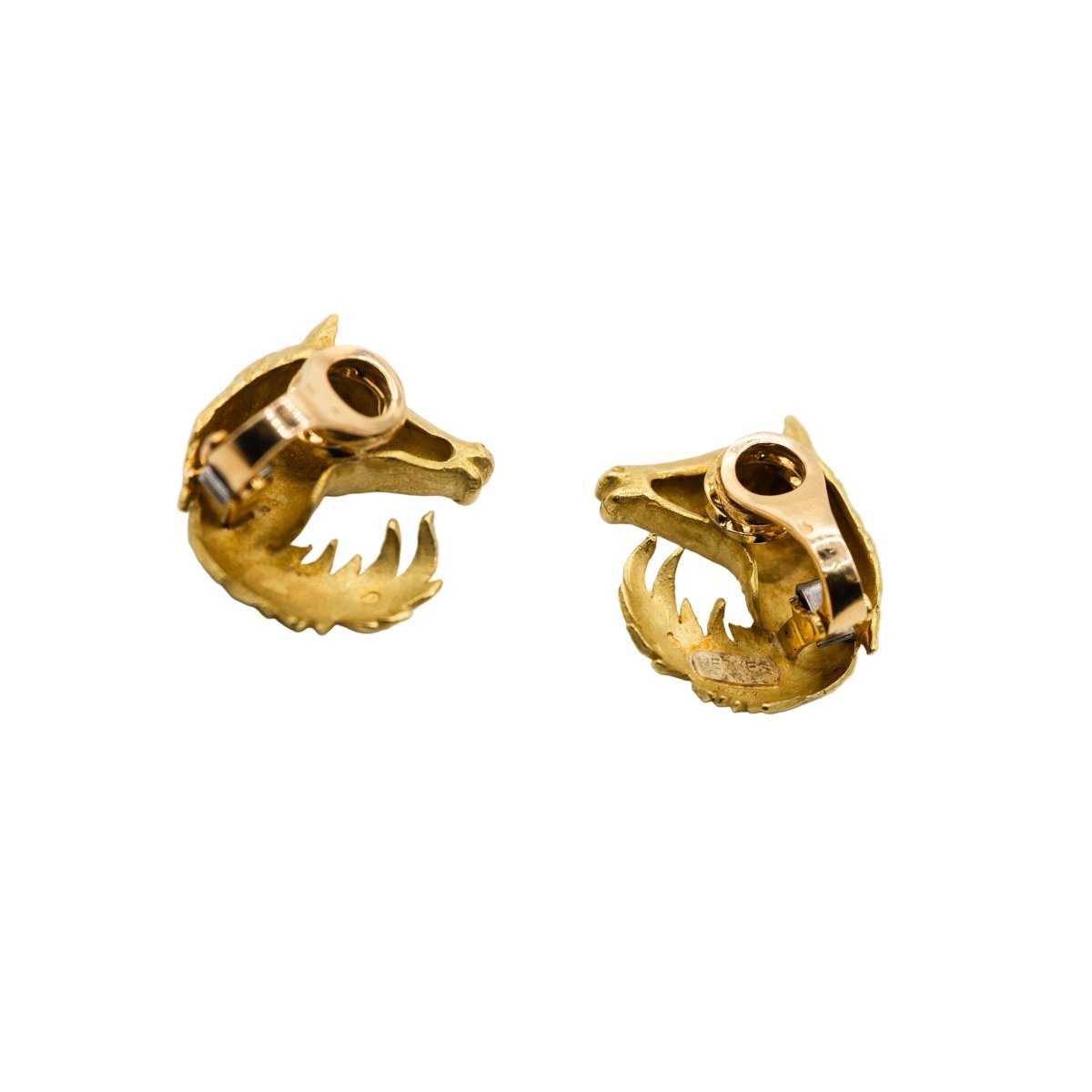 Boucles d'oreilles HERMÈS Vintage Cheval en or jaune - Castafiore