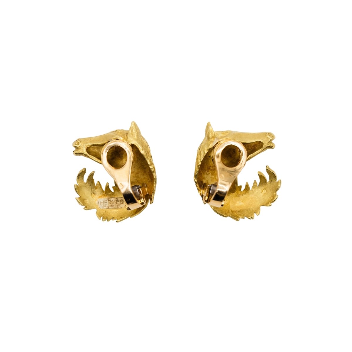 Boucles d'oreilles HERMÈS Vintage Cheval en or jaune - Castafiore