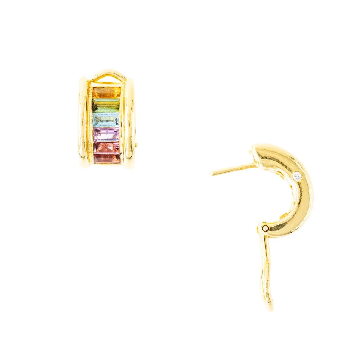 Boucles d'oreilles H.STERN en or jaune, citrine, topaze bleue, péridot et améthyste - Castafiore