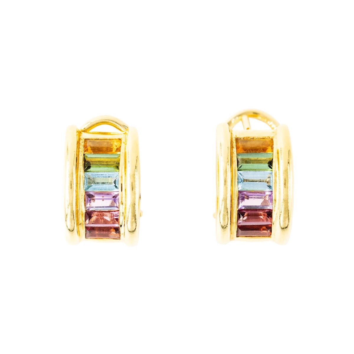 Boucles d'oreilles H.STERN en or jaune, citrine, topaze bleue, péridot et améthyste - Castafiore