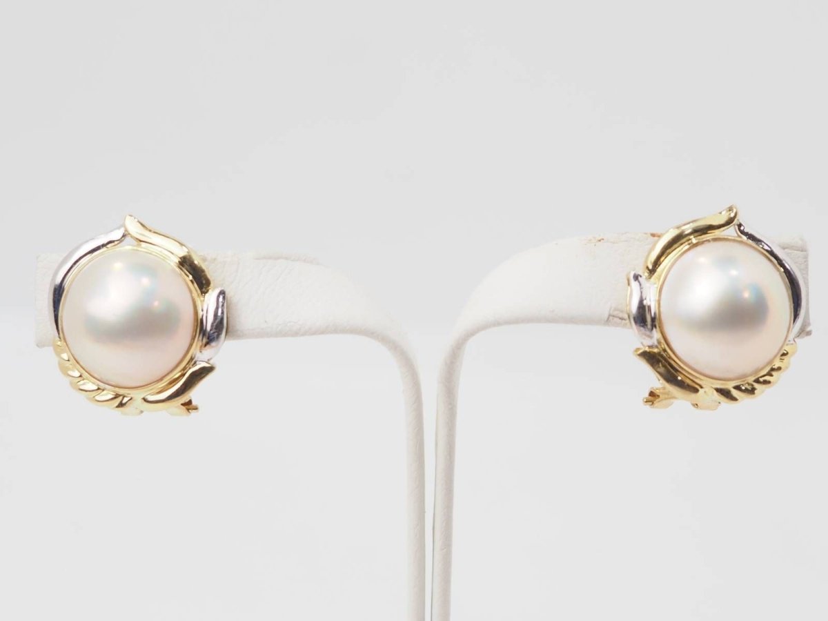 Boucles d'oreilles importantes en or bicolore et demis perles - Castafiore