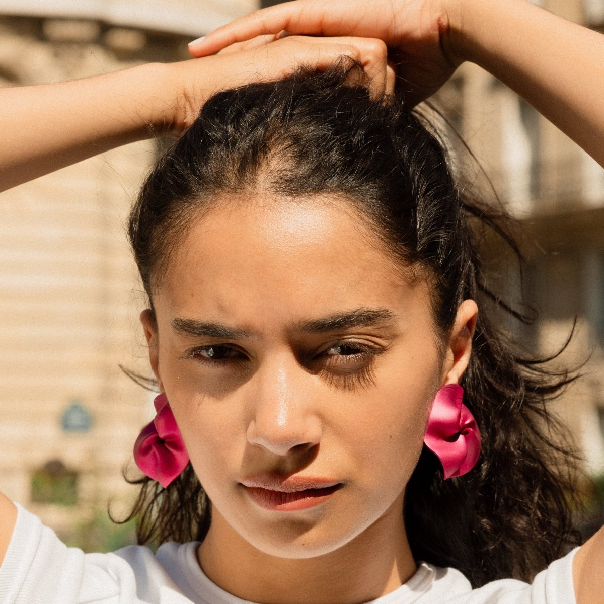 Boucles d'oreilles JAR, "Effet froncé" en aluminium - Castafiore