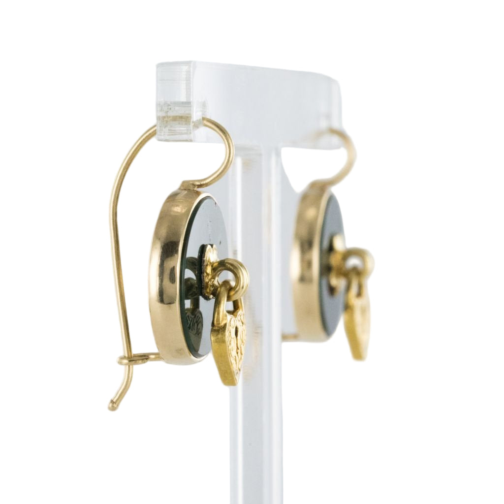 Boucles d'oreilles Jaspes sanguins et cadenas en or jaune - Castafiore