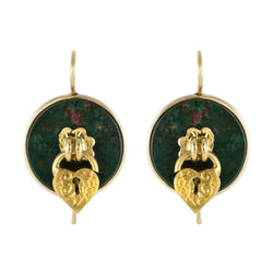 Boucles d'oreilles Jaspes sanguins et cadenas en or jaune - Castafiore