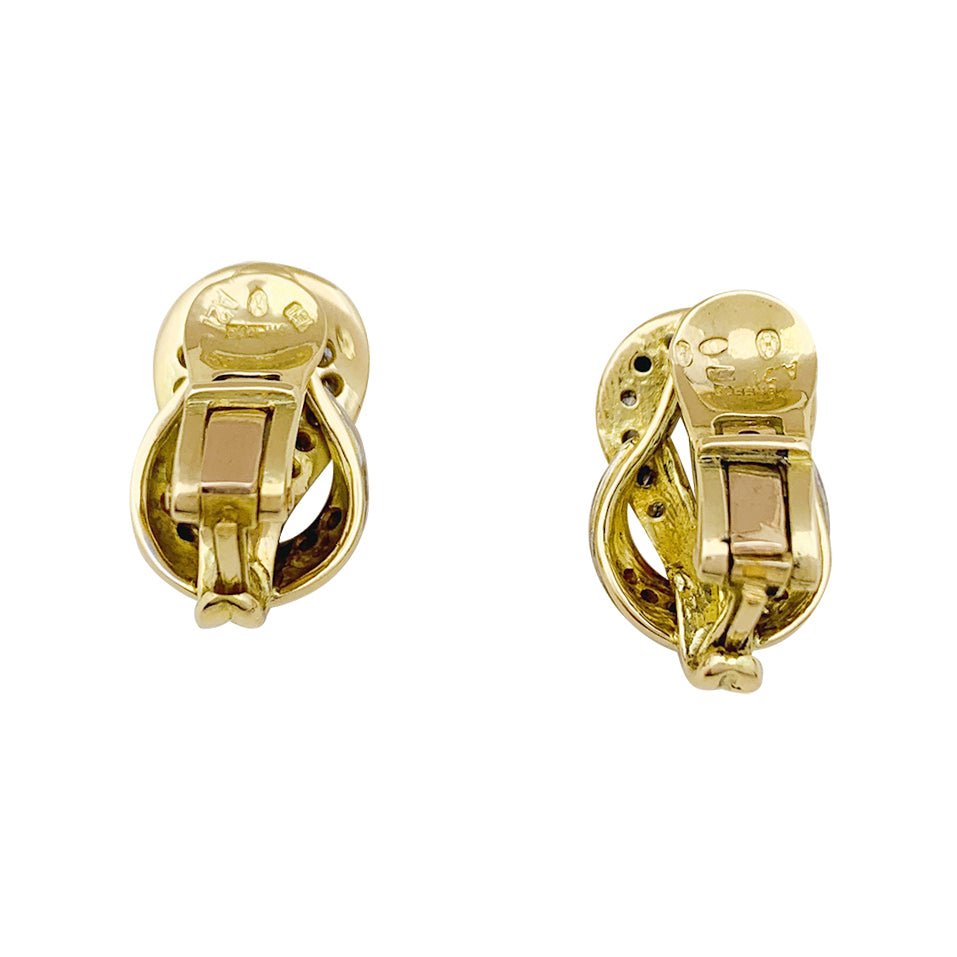 Boucles d'oreilles LALAOUNIS, "Heracles Knot" en or jaune et blanc et diamant - Castafiore