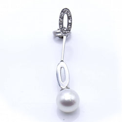 Boucles d'oreilles longues en or blanc et perles - Castafiore