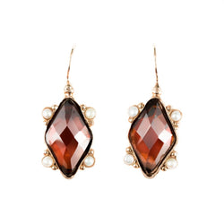 Boucles d'oreilles losange cristal et perles - Castafiore