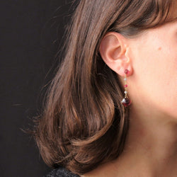 Boucles d'oreilles MAISON BAUME Pendants en or jaune tourmalines spinelles et diamants - Castafiore