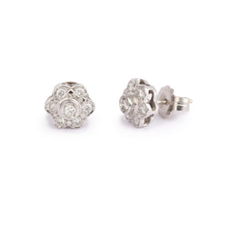 Boucles d'Oreilles Marguerite Diamants 1 Carat Or Gris 18 Carats - Castafiore