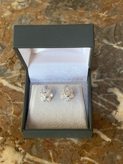 Boucles d'Oreilles Marguerite Diamants 1 Carat Or Gris 18 Carats - Castafiore