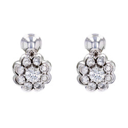 Boucles d'oreilles marguerite diamants clips - Castafiore