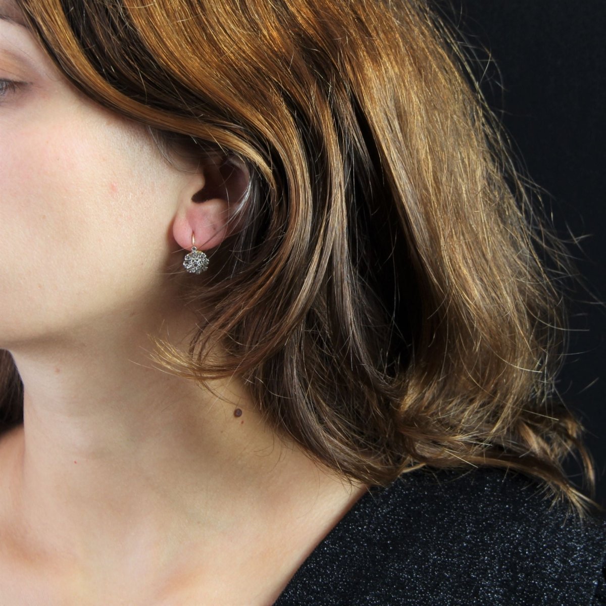 Boucles d'oreilles marguerites en or jaune et diamants - Castafiore