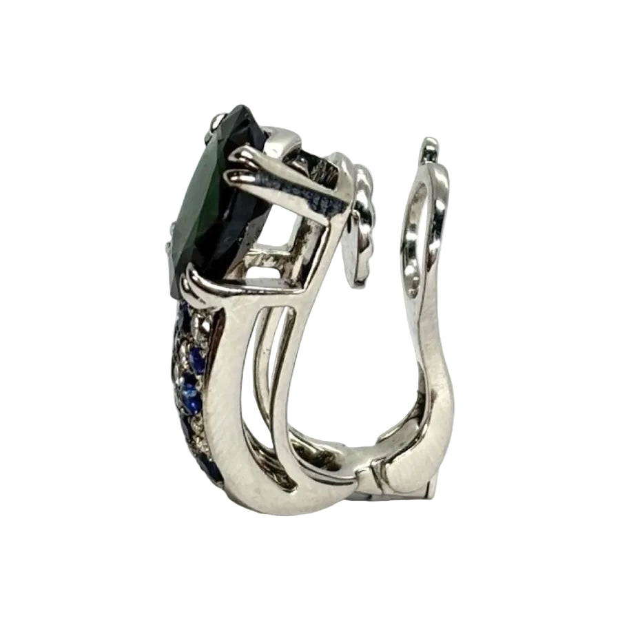 Boucles d'oreilles MAUBOUSSIN en or blanc saphir et diamants - Castafiore