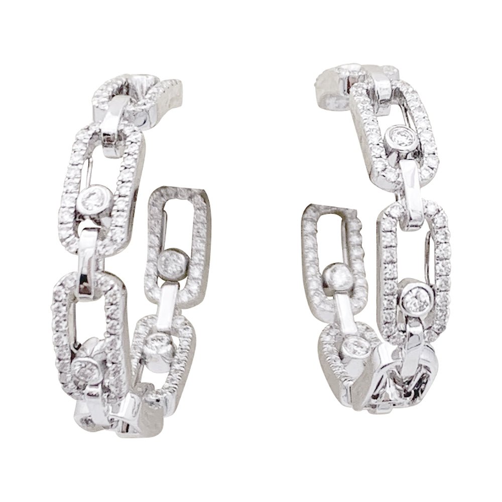 Boucles d'oreilles Messika, "Move Link", or blanc, diamants. - Castafiore