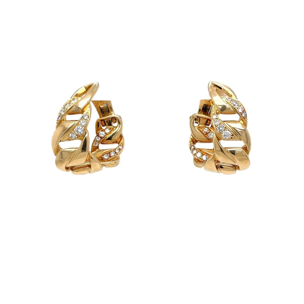 Boucles d'oreilles modèle Bergamo de Cartier en or jaune et diamants - Castafiore