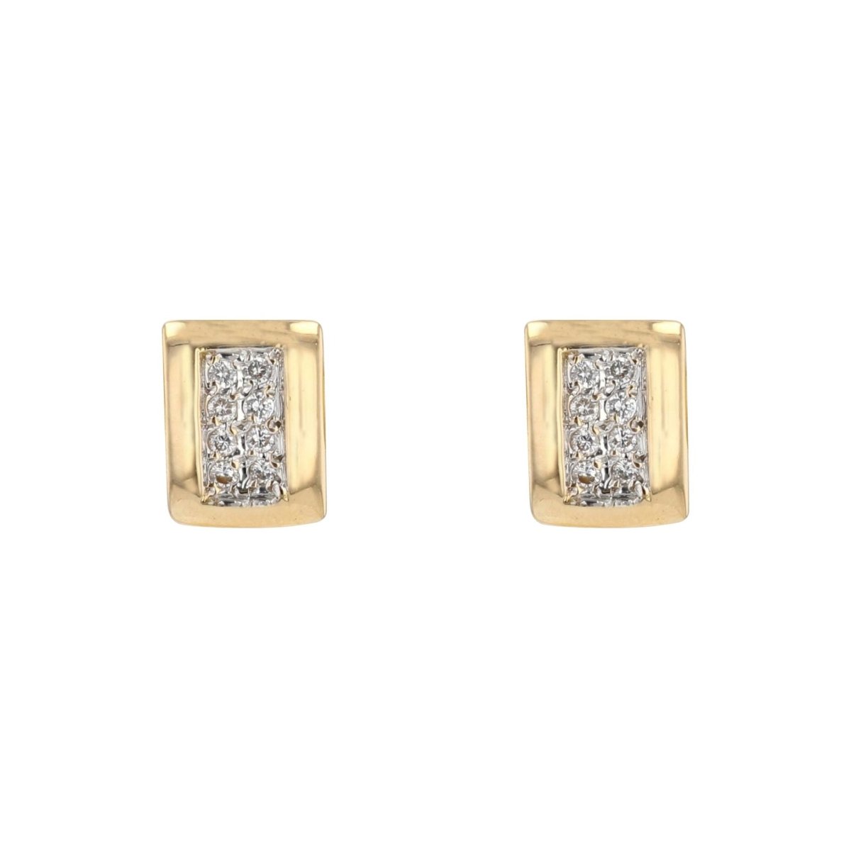Boucles d'oreilles MODERNES Rectangulaire en or jaune et diamants - Castafiore