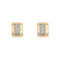 Boucles d'oreilles MODERNES Rectangulaire en or jaune et diamants - Castafiore
