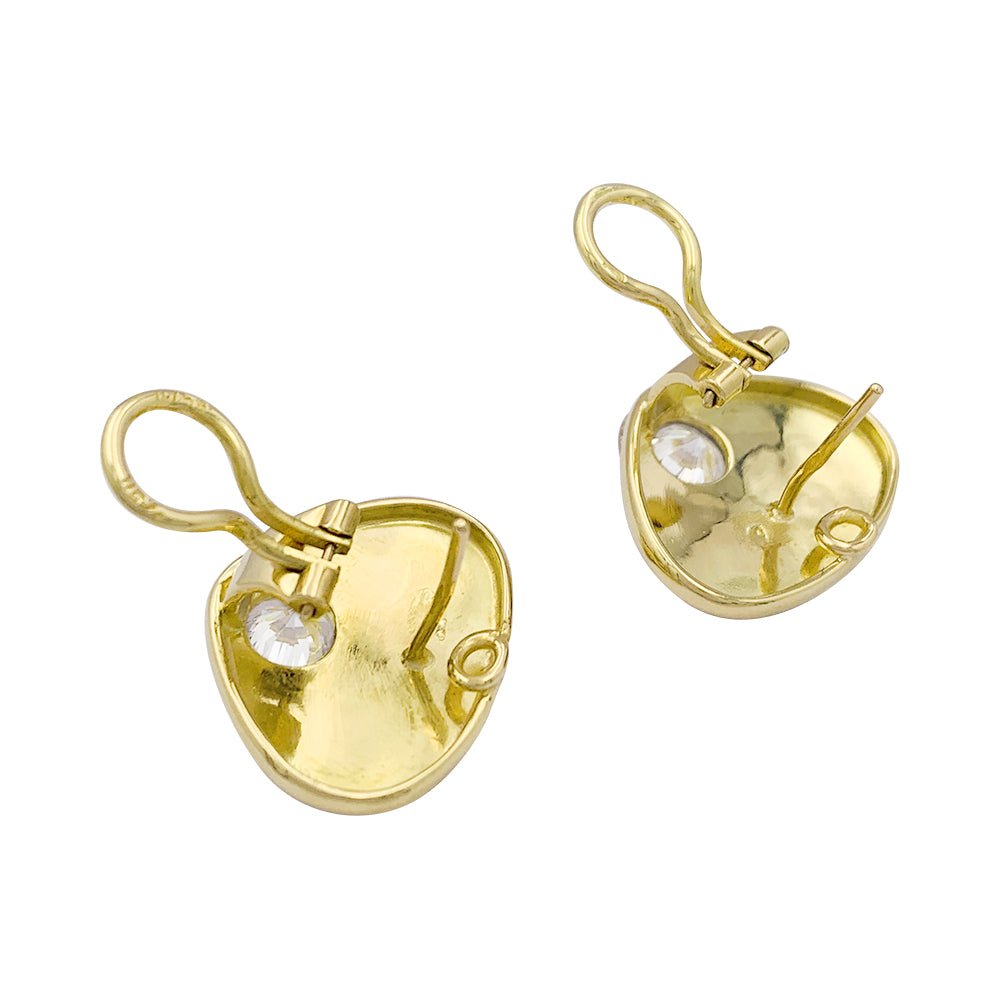 Boucles d'oreilles modernistes or jaune, diamants. - Castafiore
