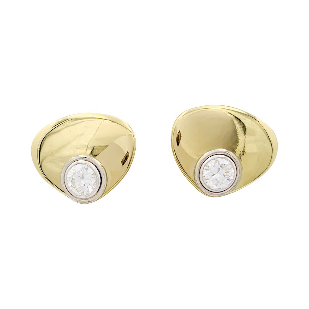 Boucles d'oreilles modernistes or jaune, diamants. - Castafiore