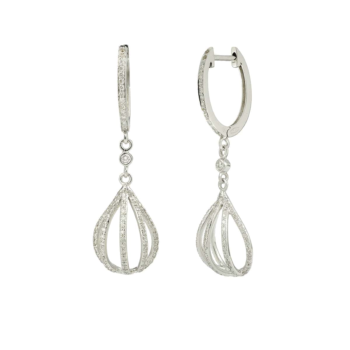 Boucles d’Oreilles Montgolfières Diamants Or Gris 18 Carats - Castafiore
