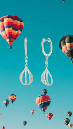 Boucles d’Oreilles Montgolfières Diamants Or Gris 18 Carats - Castafiore