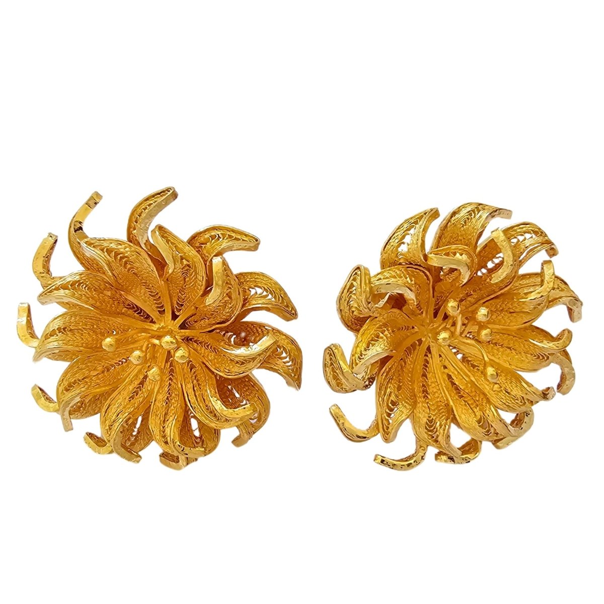 Boucles d’oreilles motif floral en or jaune 18 carats - Castafiore