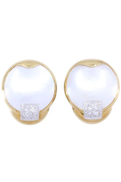 Boucles d'oreilles nacre et diamants en or jaune - Castafiore