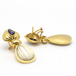 Boucles d'oreilles nacre et saphir en or jaune - Castafiore