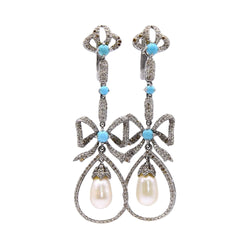 Boucles d'oreilles noeuds en argent et diamants - Castafiore