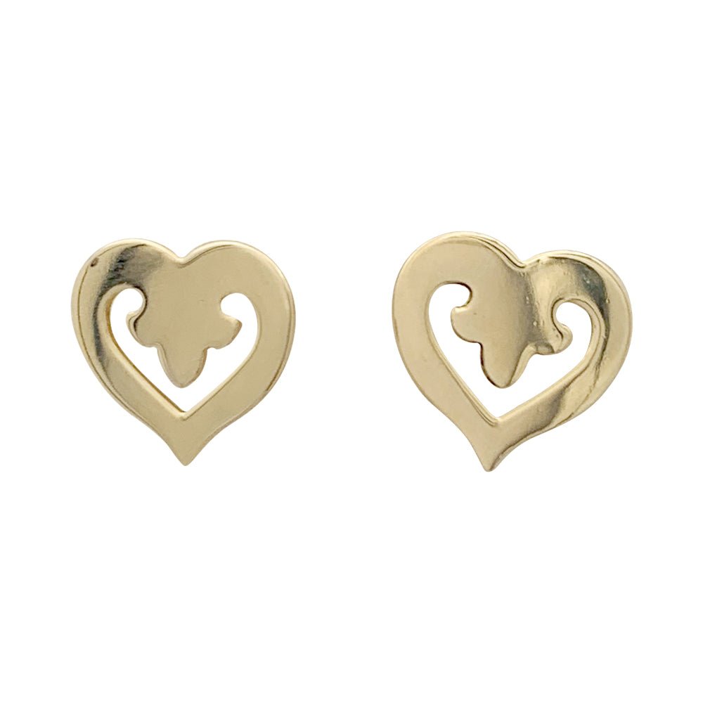 Boucles d'oreilles O.J. PERRIN "Coeur Légende" en or jaune. - Castafiore