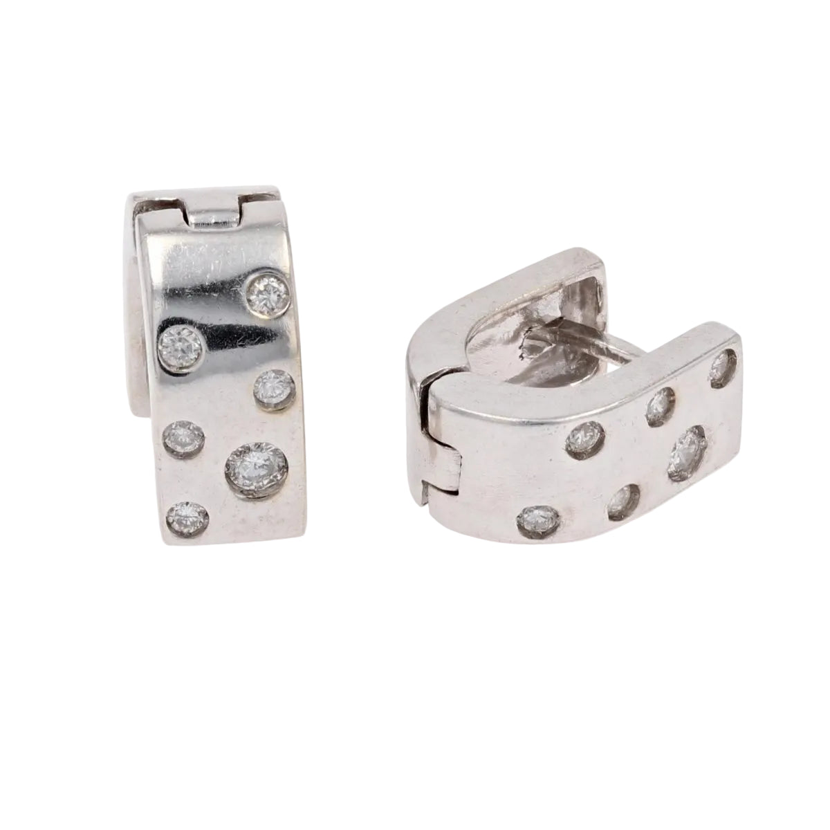 Boucles d'oreilles or blanc diamants modernes - Castafiore